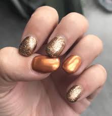 Autumn Nails Copper Chrome And Glitter Gold Gold Nails Pretty Nails Glitter Pretty Nails Classy