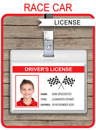 Drivers 18 or older who qualify for the waiver will be issued a license of the appropriate length for their age, either eight. Race Car Drivers License Template Red Car And Driver Race Car Party Drivers License