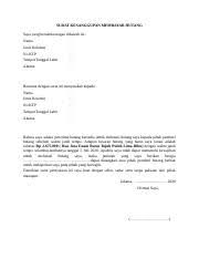 Selaku pihak yang melakukan pelunasan, untuk selanjutnya disebut sebagai pihak pertama nama : Surat Kesanggupan Membayar Hutang Docx Surat Kesanggupan Membayar Hutang Saya Yang Bertanda Tangan Dibawah Ini Nama Jenis Kelamin No Ktp Tempat Course Hero