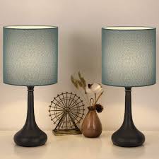Shop at ebay.com and enjoy fast & free shipping on many items! Amazon Com Bedside Table Lamps Modern Desk Lamps Minimalist Nightstand Lamps With Blue Fabric Shades And Black Base For Living Room Family Bedroom Bedside Office Set Of 2 Home Improvement