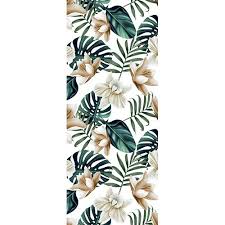 Sejour Personnalise Avec Une Touche Jungle Grace Au Sticker Pour Portes Et Placards Motif Lotus Et Feuille De Monstera Adhesif Deco Porte De Chambre Deco