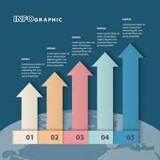 five columns bar chart slide template vector premium download