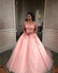Modest Peach Ball Gowns Quinceanera Dress With Lace Cap Sleeves My Dream Dress So Elegant And Princess Elegant Ball Gowns Pink Evening Gowns Pink Ball Gown
