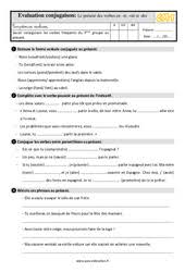Exercices de conjugaison au cm1 faits par une institutrice. Evaluation Present De L Indicatif Cm1 Cycle 3 Bilan Et Controle Corrige