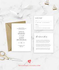 Minimalist Wedding Invitation Printable Classic W Modern Wedding Invitations Templates Modern Wedding Invitation Wording Wedding Reception Invitation Wording