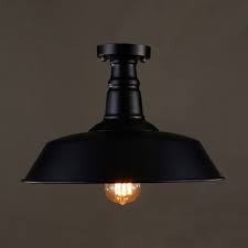 Modern 8 lights semi flush mount ceiling light brass sputnik chandelier fixture. 14 Wide Semi Flush Ceiling Light In Barn Shade Textured Black Metal Single Ceiling Light For Kitchen Warehouse Takeluckhome Com