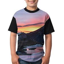 Amazon Com Kids Raglan T Shirts Sunset Sky Nature Snow