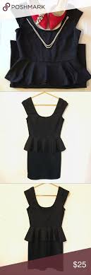 Accidentally In Love Black Mini Peplum Dress Excellent Condition Accidentally In Love Black Mini Peplum Dress Size Medium In Wo Peplum Dress Black Mini Peplum