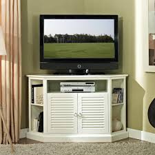 Tv in corner of room. Walker Edison Furniture Company Classic 52 In White Wood Corner Tv Stand 55 In With Glass Doors Hd52ccrwh The Home Depot