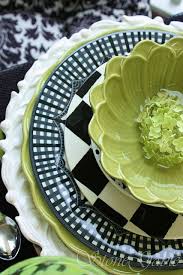 Black And White Floral Dinnerware Green Black White Table Setting Tablescapes Ceneterpiece Entertaining Floral White Table Settings Green Tablescape Black White Table Setting