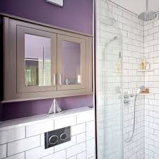 Our master bathroom, which is shared by two men, is purple [note: Lilac And White Bathroom Makeover With Metro Tiles And Shower