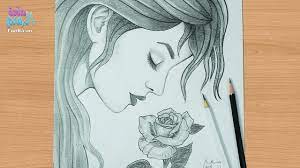 طريقة رسم وجه بنت من الجانب تشم وردة بالرصاص للمبتدئين art journal inspiration art drawings art journal