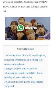 Aku minta dong nomor telepon nya bts. 1 Ind My No Twitter