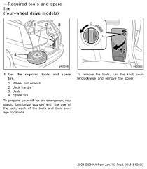 I show you the location of spare tire and jack tools in a toyota camry 2008 sedan with standard 2.4 liter, 4 cylinder engine. Spare Tire For The Awd Sienna Toyota Sienna Forum Siennachat Com