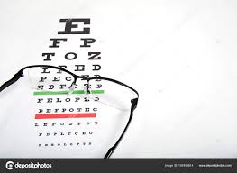 Eye Glasses Eyesight Test Chart Background Close Stock