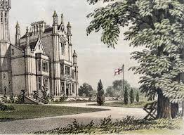 Manley Hall, Staffordshire Original Antique Vintage Lithograph Print Dating  From 1840