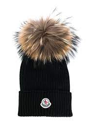 Moncler Kids Pom Pom Knitted Hat Black Girls Knit Hat Outfits With Hats Knitted Hats