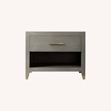 A classically styled base adds a refined finishing touch.shop the entire collection Rh Modern Shagreen Grey Nightstands Set Of 2 Aptdeco