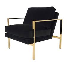 Mid Century Modern Style Armchair In Black Velvet W Brass Finished Frame Black Velvet Chair Mid Century Modern Style Metal Chairs