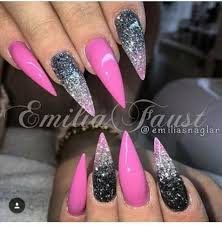 Black And Pink Ombre Stiletto Nails 46 Best Ideas For Nails Black Ombre Pink Glitter Pink Stiletto Nails Pink Nails Trendy Nails