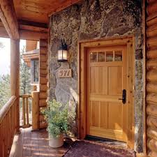 Log Home With Stone Finish Around The Front Door Log Homes Rustic House Log Home Living
