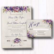 Purple Wedding Invitation Rustic Wedding Invites Violet Floral Suite Plum Inv Purple Wedding Invitations Wedding Invitations Rustic Rustic Purple Wedding