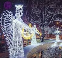 High-End European Style Glitter Christmas Tree Ornaments Carriage Carousel  Eiffel Tower Angel Shapes Hanging