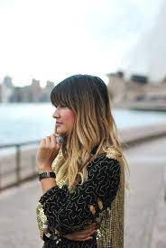 Balayage Dip Dyed Hair Bangs Fringe Brown Blonde Dip Dye Hair Hair Color Flamboyage Blonde Dip Dye