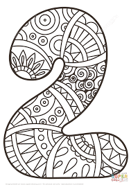 Number 2 Zentangle Coloring Page From Zentangle Numbers Category Select From 27569 Printable Crafts Of Mandala Coloring Pages Coloring Pages Mandala Coloring