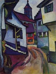 August Macke Strasse Mit Kirche In Kandern Calle Con Iglesia En Kandern 1911 August Macke German Art Expressionist Artists