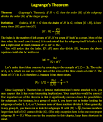 Lagrange S Theorem The Index Mathematik Lernen Wissen