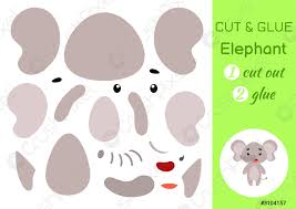 Láminas para recortar y pegar. Cortar Y Pegar Papel Pequeno Elefante Ninos Manualidades Vector De Stock Crushpixel