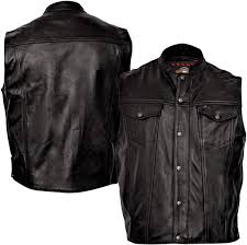 Milwaukee Motorcycle Clothing Co Men S Jinx Black Leather Vest M3810 2x