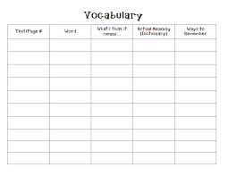 Vocabulary Chart With Pg Word Own Definition