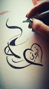 قهوتي رسمي خطي عشق حب coffee flower coffee love my coffee