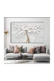 simli kanvas beyaz yapraklar kanvas tablo trendyol tablolar painting dekor