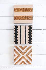 Diy Geometric Wood Trivets A Beautiful Mess Wood Coasters Diy Wood Trivets Wood Diy