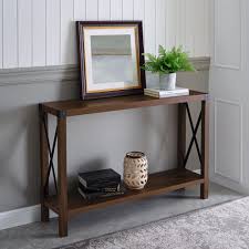 Walker Edison Furniture Company 46 In Dark Walnut Standard Rectangle Composite Console Table With Storage Hd8258 The Home Depot This table is perfect for an entry way or hallway and i love it!