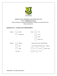 Borang soal selidik kajian pengangkutan awam. Contoh Borang Soal Selidik Kajian Pengajian Am