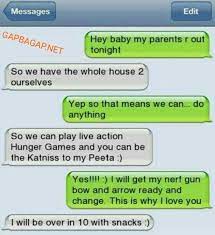 Hilarious Text About Hunger Games Funny Couples Texts Funny Messages Funny Text Messages