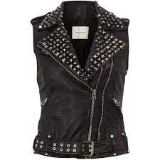 Pierre Balmain Black Sleeveless Leather Studded Jacket Studded Leather Jacket Studded Jacket Black Sleeveless