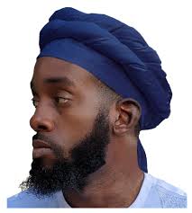 Blue African Pre-tied Turban for Men