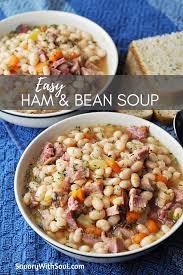 Ham And Bean Crockpot Soup Using Leftover Ham Recipe Ham And Bean Soup Beans In Crockpot Beans Recipe Crockpot
