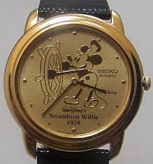 Disney's mickey & minnie mouse unisex leather watch sale $44.99. Steamboat Willie Seiko Watch Mickey Mouse Disney Gold Mens Etsy