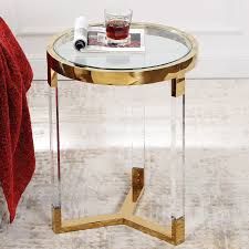 Sold and shipped by lamps plus. Luxury Contemporary Round Acrylic Side Table Glass End Table Stainless Steel In Gold Chrome Finish Contemporary Round Acrylic Side Table Glass End Table Stainless Steel In Gold Chrome Finish