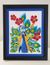 Paper Quilled Peacock Bird Wall Home Decor Art Painting Etsy Paper Quilling Patterns Paper Quilling Designs Paper Quilling