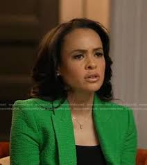 WornOnTV: Linsey Davis's green textured blazer