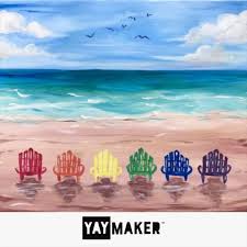 Rainbow Beach Chairs Art Drawings Sketches Simple Painting Canvas Painting Diy