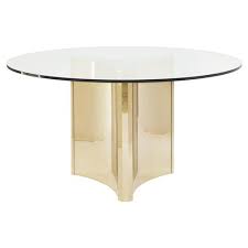 Kitchen & dining room tables : Ellen Modern Sleek Gold Round Glass Top Dining Table 51 D 60 D Kathy Kuo Home
