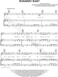 Bruno Mars Runaway Baby Sheet Music In E Minor Transposable Download Print Sku Mn0091904